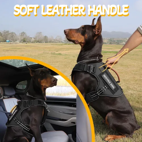 Miniatura 8 de Chaleco para perro de servicio - HEYCAHVA Arnés táctico para perro con hebillas metálicas completas para perros grandes y medianos, chaleco Negro
