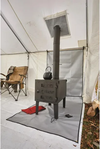 Miniatura 2 de Guide Gear Estufa de leña grande para exteriores portátil con tubo de chimenea para cocinar, acampar, tienda de campaña, senderismo, pesca, mochilero