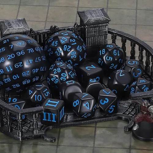 Miniatura 7 de CiaraQ DND - Juego de dados poliédricos (15 piezas) D4-D100 con bolsa de dados para juegos de mesa de rol de Calabozos y Dragones (negro y azul)