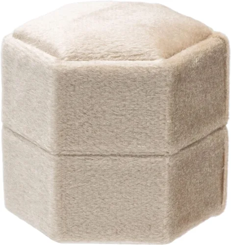 Miniatura 4 de Equal - Caja hexagonal de terciopelo para compromiso, propuesta de boda, caja de regalo de joyería, caja de embalaje de joyería (beige)