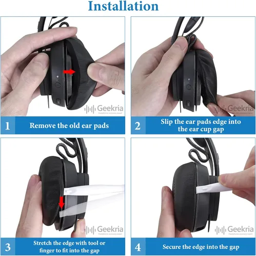 Miniatura 5 de Geekria Almohadillas de repuesto para Logitech Zone Wireless Plus y Zone 900 (excluye Zone Wired, 750, Zone Wireless 2), almohadillas con guía