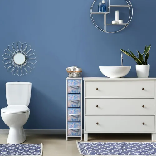 Miniatura 7 de Sorbus Cómoda Estrecha para Niños con 4 Cajones - Cajonera de Almacenamiento Vertical Delgada con Marco de Acero, Superficie de Madera y Tinte pastel