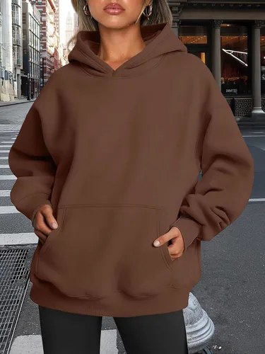 Miniatura 155 de Trendy Queen - Sudaderas extragrandes con capucha para mujer, suéteres de manga larga, sin botones, de vellón, de otoño, ropa de invierno