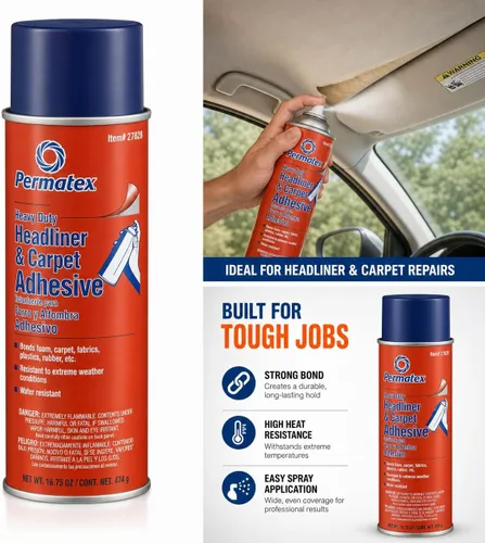 Miniatura 7 de Permatex 27828 Body Shop - Adhesivo de techo resistente, adhesivo en aerosol de alta resistencia, reparación de piezas interiores desprendidas