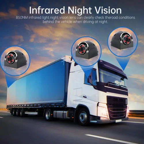 Miniatura 2 de VSYSTO Cámara de respaldo de 4 canales, monitor de 7.0 pulgadas, cámara DVR frontal y lateral y trasera VGA para semirremolque, camión, camioneta