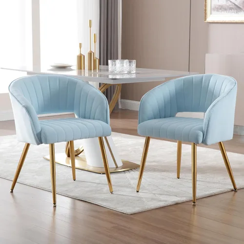 Miniatura 9 de Westice Juego de Silla de Oficina de Terciopelo para el Hogar, Set de 1, Sillas de Tocador Modernas con Acolchado y Patas de Metal Dorado, Silla