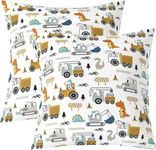Miniatura 8 de Juego de 2 fundas de almohada de construcción de 16 x 16 pulgadas, fundas de almohada suaves para camiones, fundas de cojín para sala de estar