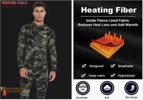 Miniatura 5 de Conjunto de ropa interior térmica para hombre, capa base de compresión, ropa de invierno con forro polar largo, ropa de correr y esquiar