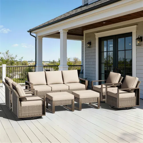 Miniatura 53 de Sofá de Mimbre Metálico para Patio de 75", Sofá Sillón de Ratán para Exteriores de 3 Asientos para Todo Tipo de Clima con Cojines Premium