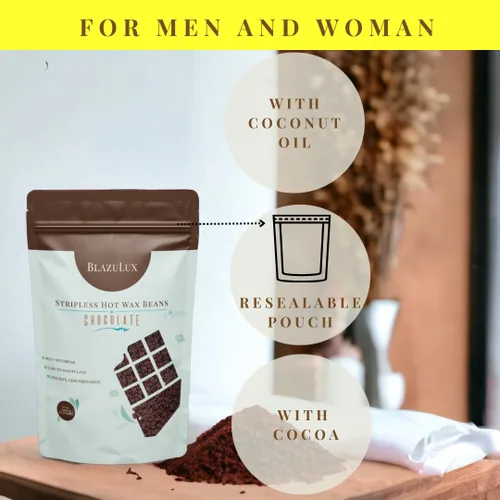 Miniatura 4 de Cuentas de cera para depilación - Chocolate de 17.6 onzas, granos de cera dura sin tirantes para bikini brasileño, cara, cejas, axilas, brazos