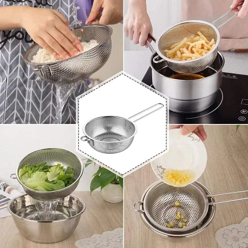 Miniatura 9 de Colador de acero inoxidable Colador de malla fina con mango largo, colador microperforado, colador de metal, colador de alimentos de cocina