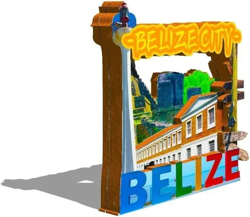 Miniatura 2 de Imán de la ciudad de Belice Belice para nevera de madera 3D, monumentos de viaje, coleccionables, recuerdos, decoración hecha a mano -539