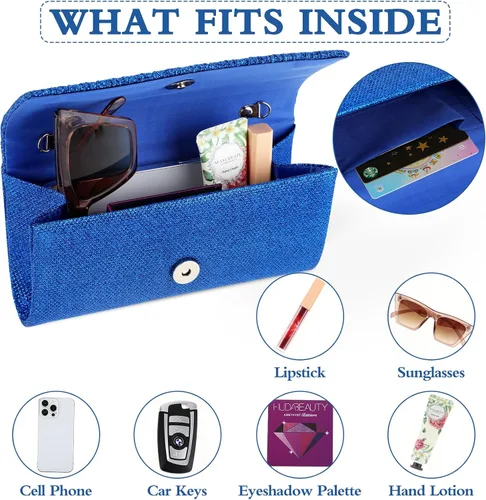 Miniatura 6 de Giantree Bolso de noche para mujer, bolso de mano plisado con cadena desmontable para baile de graduación, boda, compromiso