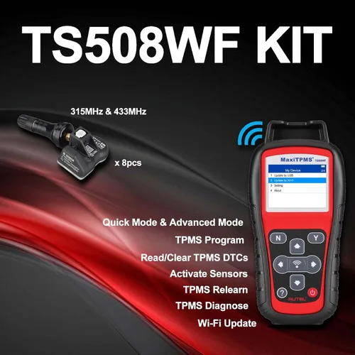 Miniatura 2 de Autel MaxiTPMS TS508WF Kit de herramienta de programación TPMS, con 8 sensores MX, programador de sensores de neumáticos 2026, reinicio/reinicio
