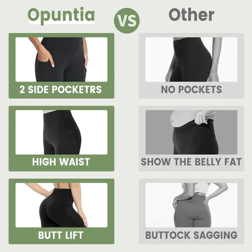 Miniatura 3 de Opuntia Paquete de 5 leggings para mujer, cintura alta, control de abdomen, suaves, color negro, pantalones de yoga adelgazantes para entrenamiento