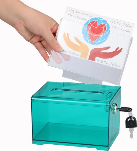 Miniatura 12 de Adir - Caja de sugerencias con ranura y candado, caja de donación acrílica para recaudación de fondos, caja de dibujo para rifa, caja de recaudación