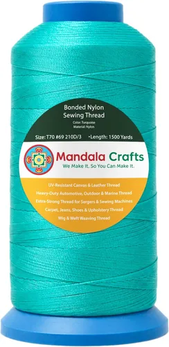Miniatura 374 de Mandala Crafts - Hilo de nailon para coser cuero, tapicería, mezclilla y para trenzar el pelo; resistente, 1500 yardas, tamaño 69 T70 Marrón