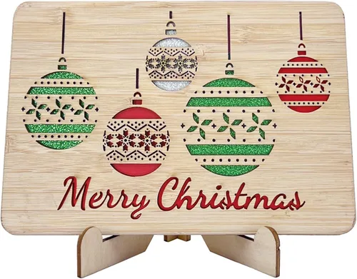 Miniatura 13 de 67 divertidas tarjetas de madera de Navidad, Ho Merry Chaos‑Mas, interior rojo en blanco para mensaje personalizado, regalo para familiares