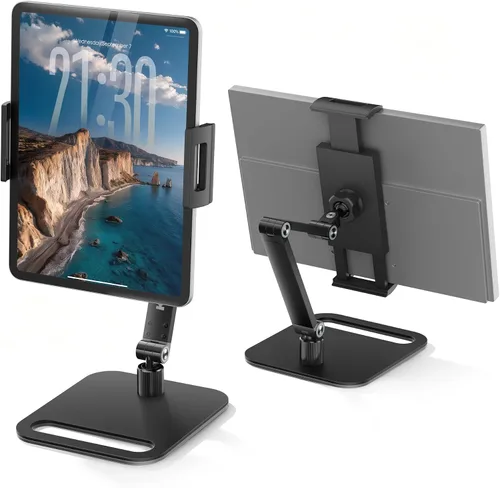 Soporte para tableta para iPad, soporte de monitor portátil para 15.6 pulgadas, 17.3 pulgadas | Aluminum Alloy Foldable Arm Mount with 360° Swivel,