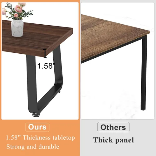 Miniatura 3 de HSH - Mesa de café rústica de nogal, mesa central moderna, mesa de café rectangular industrial para sala de estar, mesa de té simple de madera