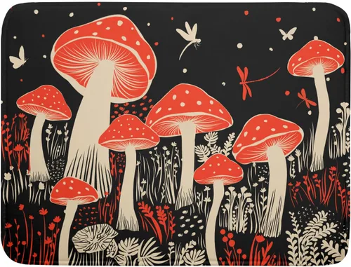 Miniatura 40 de Tapete de secado de platos de cabaña rústica, tapete escurridor de vida silvestre de oso del bosque, alce, 18 x 24 pulgadas, almohadilla escurridor