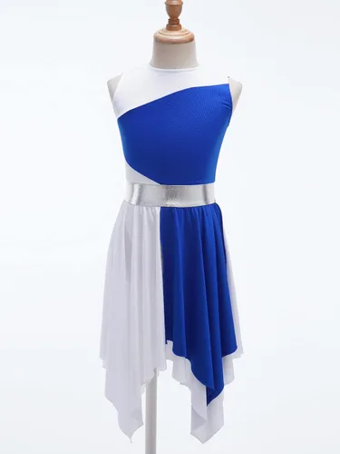 Miniatura 34 de CHICTRY Vestido de baile lírico sin mangas asimétrico para niñas, disfraz de adoración litúrgica contemporánea