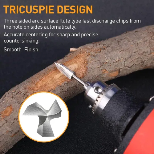 Miniatura 5 de Brocas de tallado de madera para herramienta giratoria Dremel, 5 piezas de accesorios de taladro de grabado, herramienta de tallado de madera