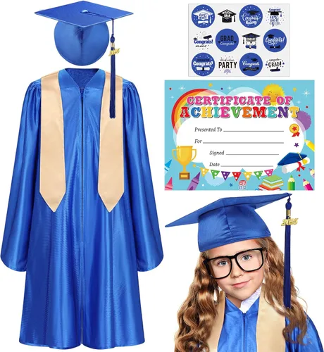 Zhanmai Juego de estola de bata de graduación para preescolar y jardín de infantes 2025 con calcomanía de certificado de borla para regalo de niños
