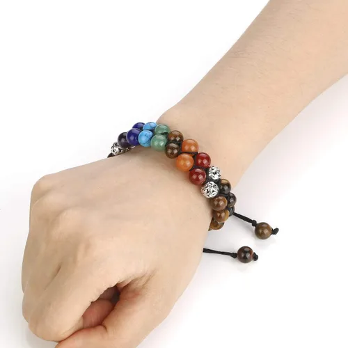 Miniatura 2 de TOP PLAZA - Pulsera de cuentas de chakras con 7 cristales curativos para yoga, meditación, relajación, ansiedad, para hombre y mujer