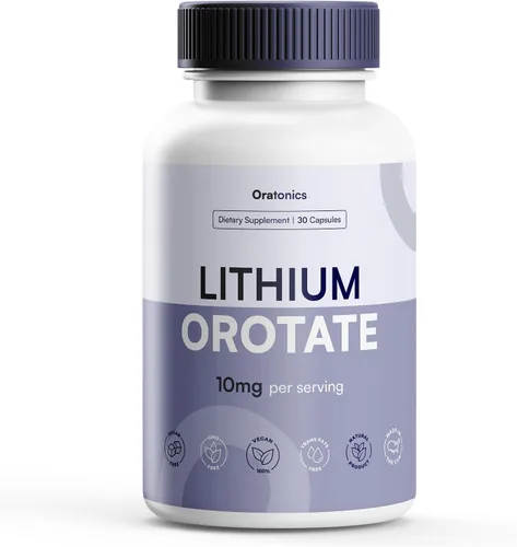Orotato de litio de 10 mg – Suplemento de litio mineral traza para equilibrio diario y claridad cognitiva – Fórmula de dosis baja y altamente