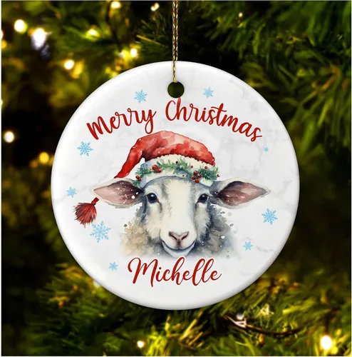 Miniatura 10 de Hyturtle Adorno de Navidad personalizado para amantes de las llamas, adorno de cerámica con nombre personalizado de llama, regalos lindos