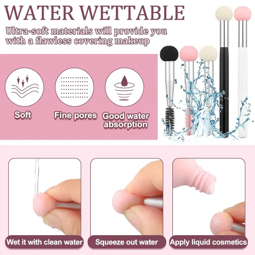 Miniatura 3 de Skyley Juego de brochas de maquillaje de esponja de belleza, aplicador de esponja, cepillo corrector, cepillo de maquillaje de cabeza suave, cepillo