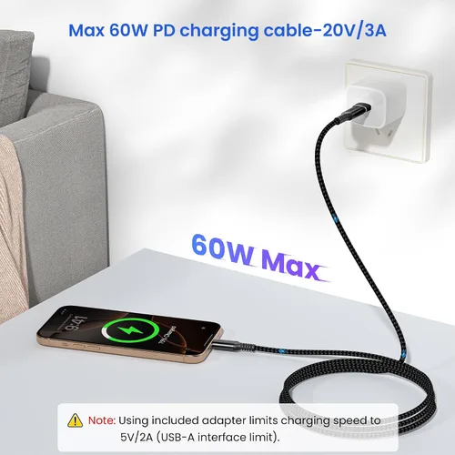 Miniatura 4 de Elebase Cable de carga para iPad Mini 7 de 3.3 pies con adaptador USB, 100 W USB C a tipo C, cable PD de carga rápida para iPad Pro 10th Air 4 5 7ª