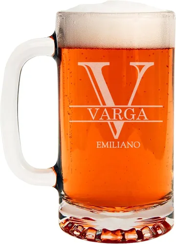 Miniatura 44 de Taza de cerveza de vidrio con monograma grabado de 16 onzas (letra B), regalos de cerveza personalizados de la A-Z para hombres, Día del Padre