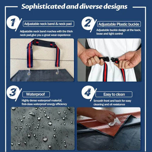 Miniatura 3 de Delantal de goma grueso, delantales profesionales impermeables resistentes a productos químicos y aceite para lavar platos, aseo de perros, Negro