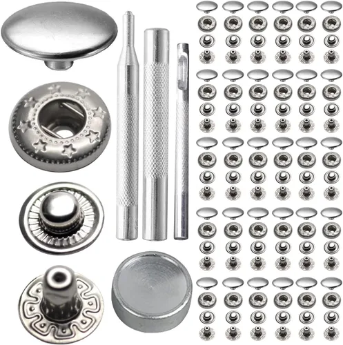 Miniatura 8 de Megoto - 60 juegos de broches de presión de 12,5 mm y 633 # de acero inoxidable, botones de tapa para bolsas, abrigos, ropa marina, chaquetas