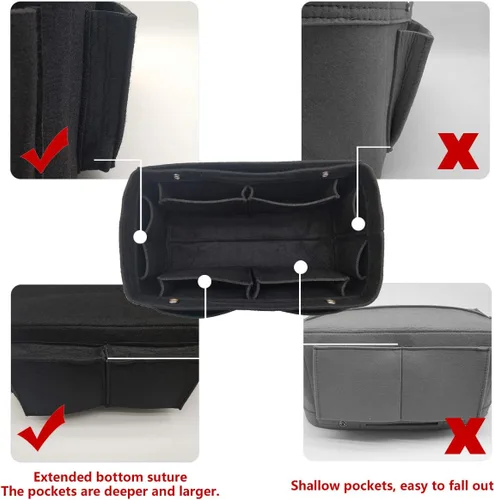 Miniatura 46 de LEXSION Organizador de fieltro para bolso – Bolsa de bolsillo múltiple en bolsa organizadora
