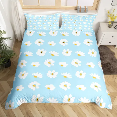 Miniatura 4 de Castle Fairy Juego de funda de edredón con diseño floral de margaritas, tamaño individual, juego de ropa de cama de flores silvestres de dibujos