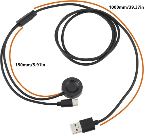 Miniatura 4 de Cable de carga inalámbrico USB 2 a 1 Tpye-C de 3.9 pies compatible con Fossil Gen 6/5/4