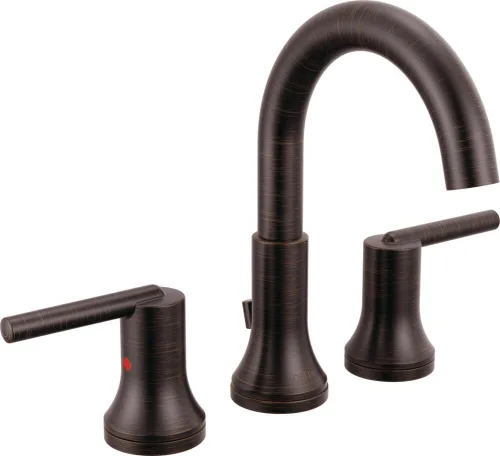 Grifo de baño Delta Trinsic de bronce aceitado de 3 agujeros, 8 pulgadas, grifo de fregadero de baño generalizado para tocador, conjunto de drenaje