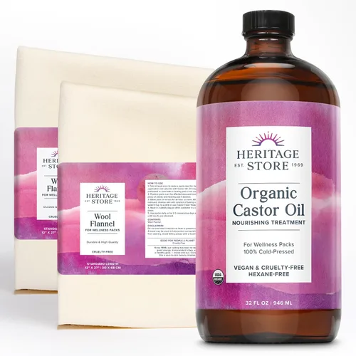 Miniatura 10 de HERITAGE STORE Aceite de ricino orgánico, botella de vidrio, tratamiento nutritivo para el cabello y la piel, aceite para el cabello, suero