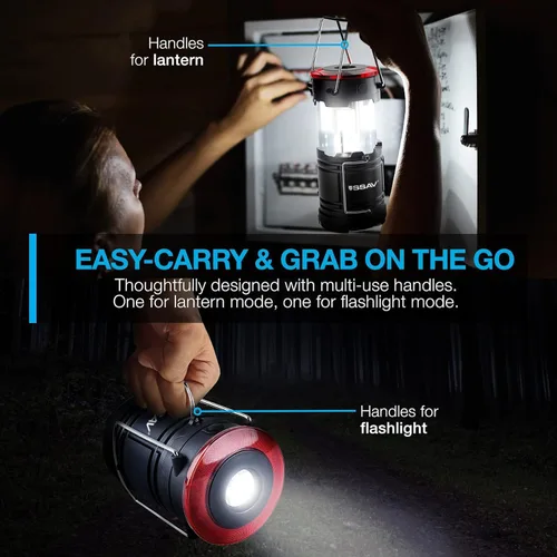 Miniatura 2 de SSAV Paquete de 2 linternas LED para campamento, linternas LED, kits de supervivencia adecuados para huracanes, luz de emergencia para tormentas