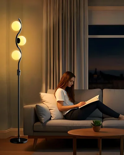 Miniatura 13 de Lightdot Lámpara de pie dorada de 63 pulgadas, regulable, 3 luces, globo LED, con 3000 K, blanco cálido suave para boda/fiesta, portavelas, lámpara