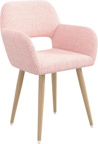 Juego de 1 silla de escritorio para oficina en casa, silla de tocador de tela de pana para maquillaje con respaldo hueco, cómodo sillón con marco de