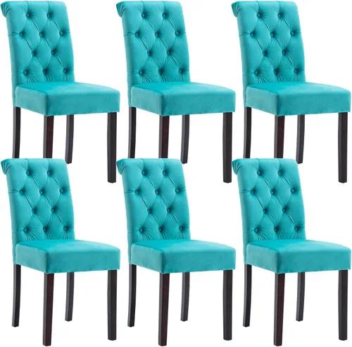 Miniatura 11 de Juego de 2 sillas de comedor tapizadas de piel sintética, sillas Parsons con respaldo alto, sillas laterales sin brazos para cocina y comedor