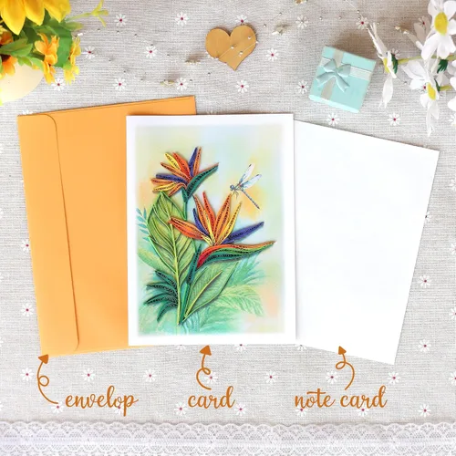 Miniatura 6 de KingKraft Tarjeta de felicitación de pájaro del paraíso Quilling, tarjeta de cumpleaños, tarjeta de aniversario para esposa, marido, tarjeta