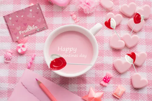 Miniatura 4 de Paletas para el día de San Valentín con forma de corazón rojo sabor fresa y crema, 24 paletas, envueltas individualmente