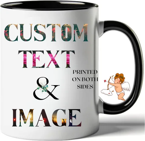 Taza personalizada de café Obizan con foto, texto o logotipo | Taza de cerámica personalizada 11oz | Regalo personalizable para hombres, mujeres |