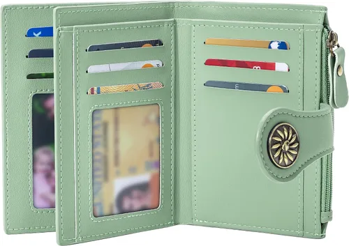 Miniatura 11 de Tipmile Billeteras pequeñas de cuero para mujer, con 2 ventanas de identificación, con bloqueo RFID, tarjetero con cremallera y bolsillo