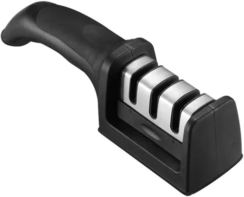 Afilador de cuchillos de 3 etapas para acero sin brillo, afilador de cuchillos para reparar, afilador de tijeras de acero manual de chef (acero